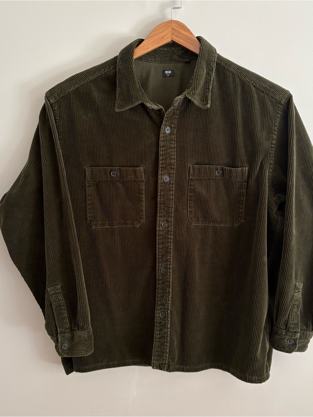UNIQLO Men's Dark Olive Corduroy Shirt Jacket